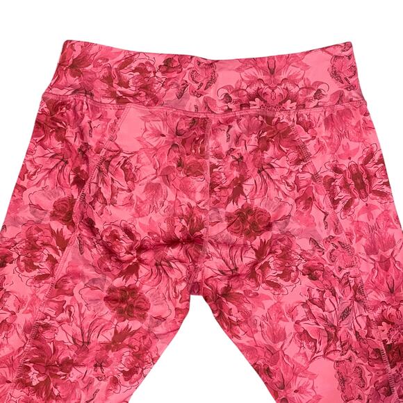 LuLaRoe Jade Capri Leggings Floral Athletic Stretch Women's sz M Pink NEW - Picture 4 of 13